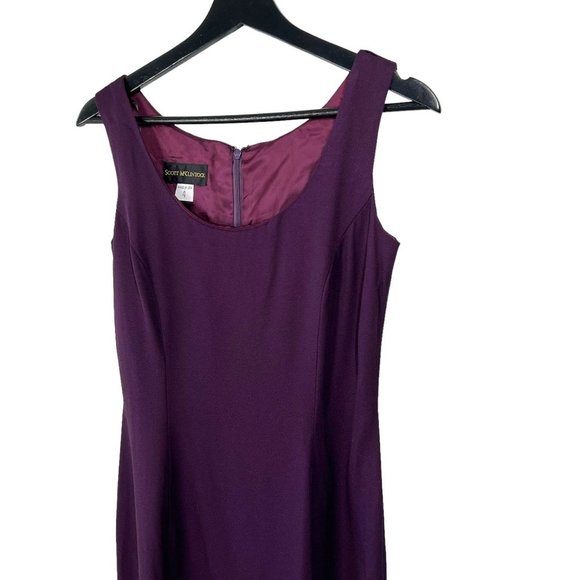 Vintage 90s Scott McClintock Purple Sleeveless Tapered Full Length Dress 4 - Picture 2 of 12